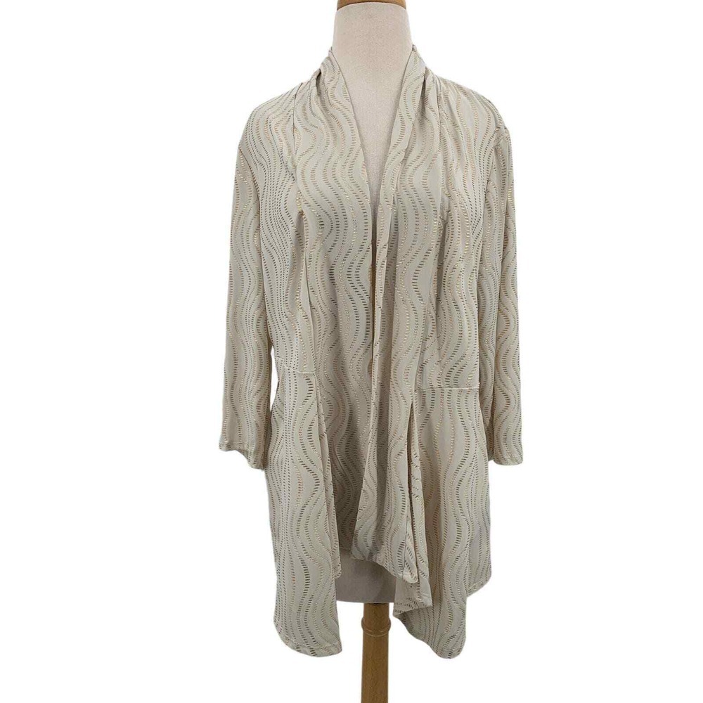 Chico's Travelers Womens Open Front Cardigan/Jacket Cream Golden Waves Size 2/L